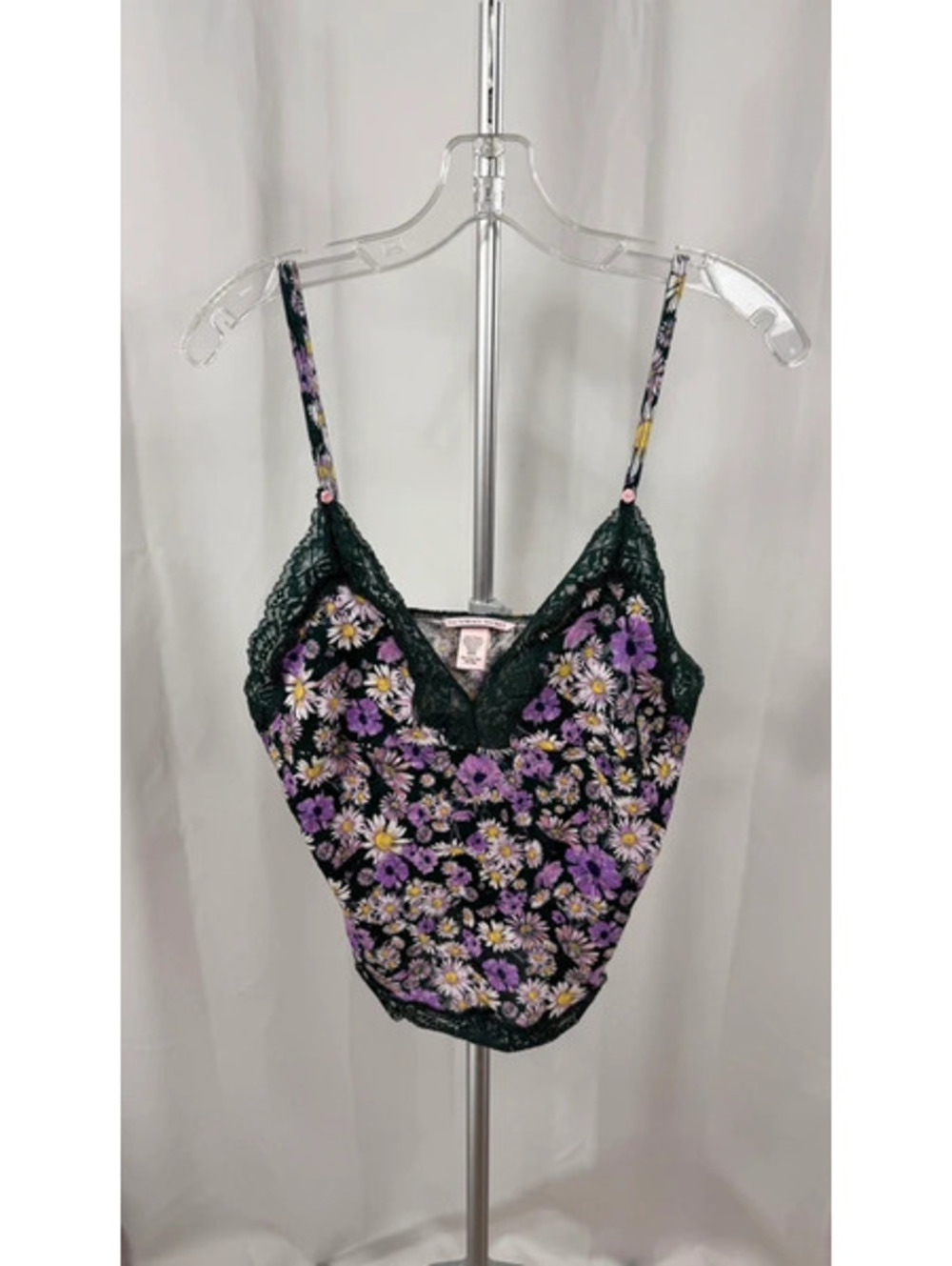 Victoria Secret XXL Purple Floral Lace Trim Cami Top Daisy Print Sleep Top